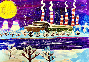 Зимняя ночь на Черепетской ГРЭС