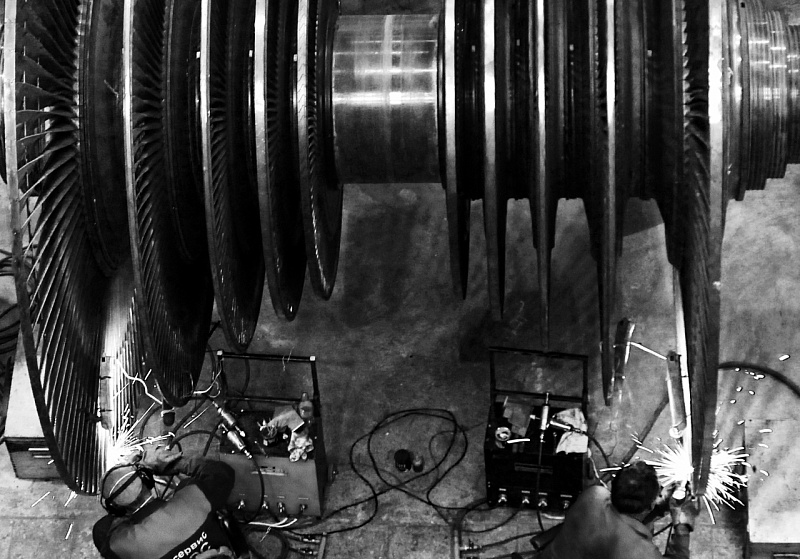электро-искровое напыление лопаток ротора низкого давления КГРЭС