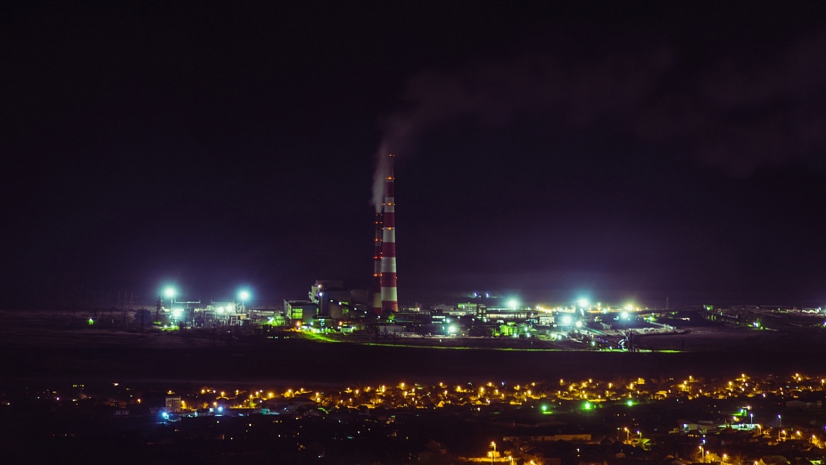 Панорама из 6и кадров Гусиноозерская ГРЭС Ночью выдержка 30с для конкурса.