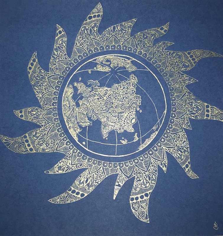Ручная работа в стиле «мандола» с изображением логотипа компании «Интер РАО»