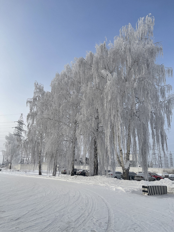 Морозное утро на Кармановской ГРЭС.